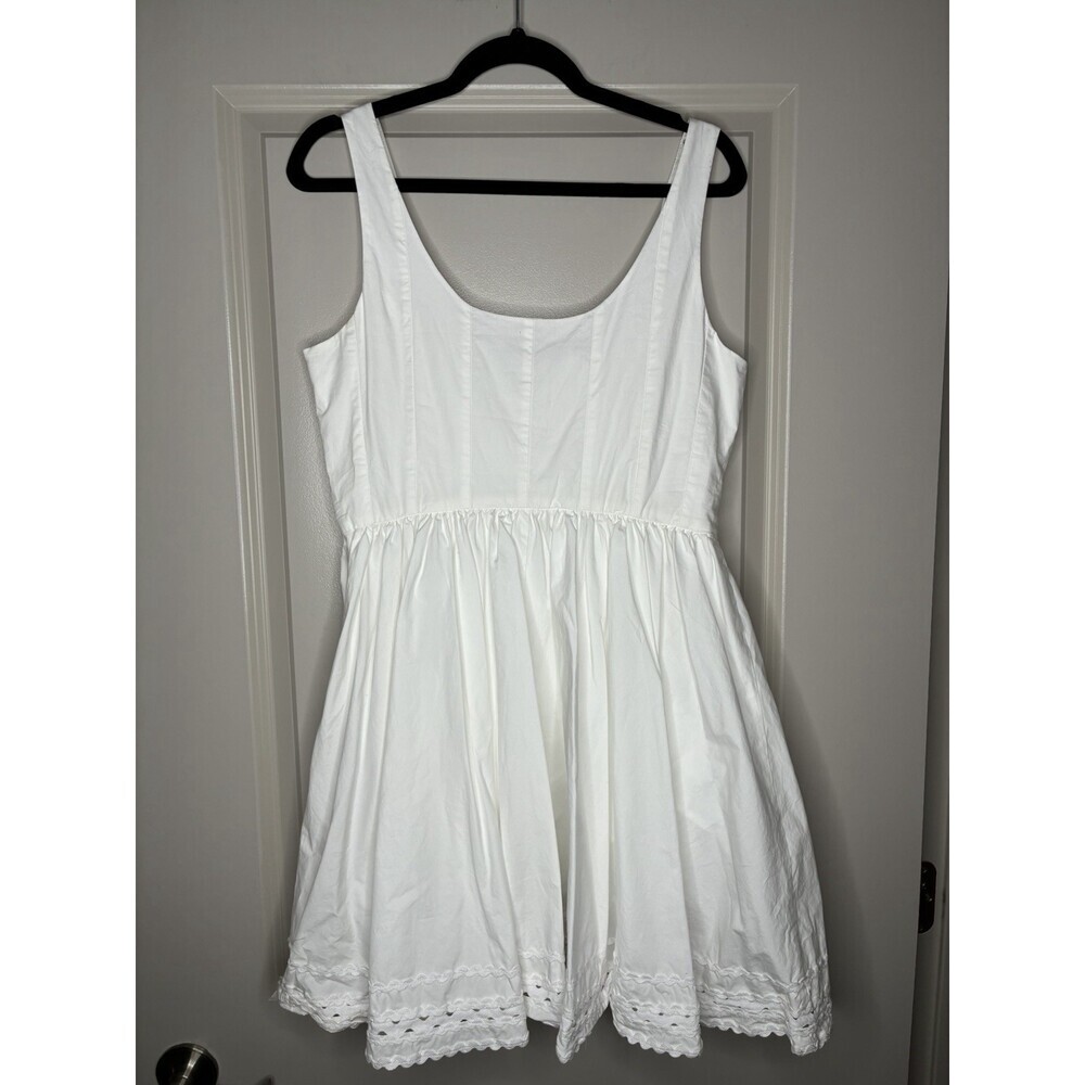 J Crew Fit and Flare Mini Dress with Rickrack Trim in White Size 10 - Picture 9 of 10